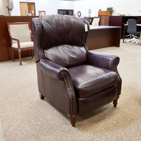 Used Leather Nailhead Recliner (Burgandy) CHL1843-002