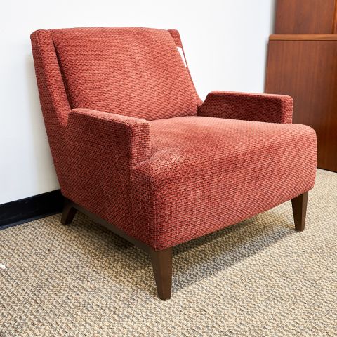 Used HBF Lounge Chair (Burgundy & Walnut) CHL1845-011