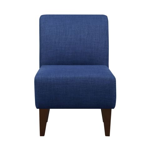 Ellie International Sapphire Slipper Accent Chair (Blue & Espresso) - Front View