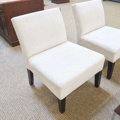 Used Fabric Armless Guest Lounge Chairs (White) CHS1704-006