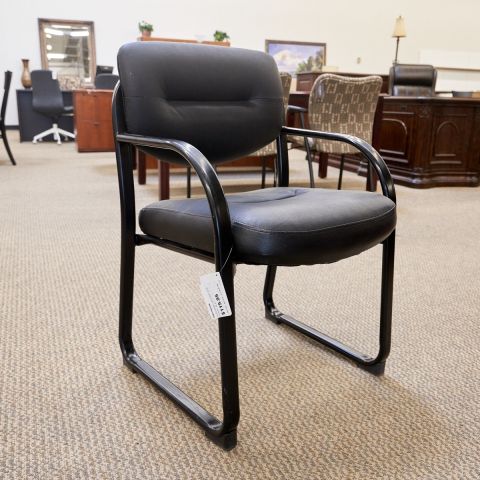 Used Sled Base Leather Side Chair (Black) CHS1792-039