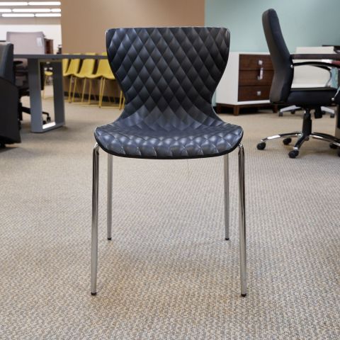 Used Diamond Tiled Stacking Side Chair (Black) CHS1802-015