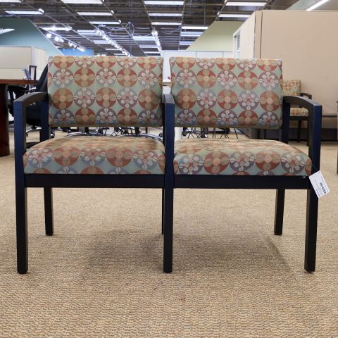 Used 2 Seat Guest Chair (Black & Green Pattern) CHS1804-004