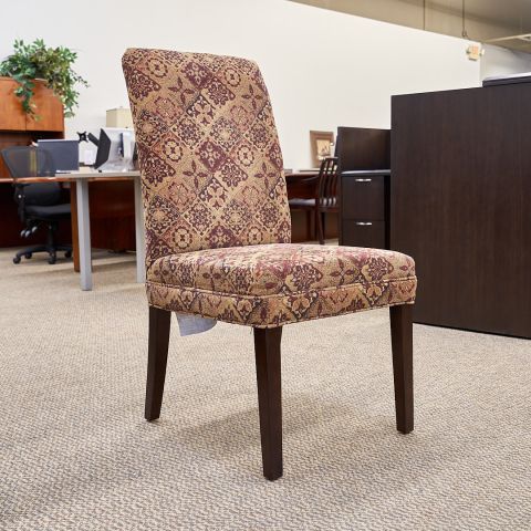 Used Fabric Pattern Guest Office Chair (Brown & Gold & Burgandy) CHS1837-031 - Angle View