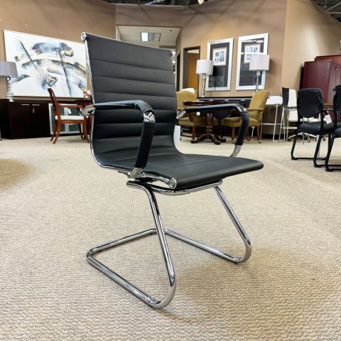 Used Leather & Chrome Modern Guest Chairs (Black) CHS1864-011