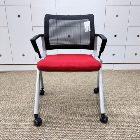 Used Clear Design Side Chairs with Casters (Red, Black & Grey) CHS1882-017