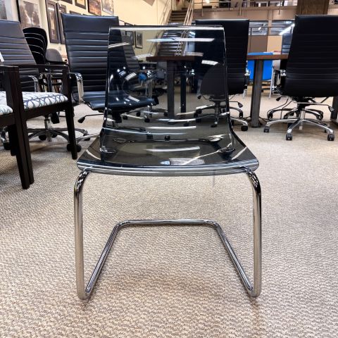 Used Sled Based Guest Side Chairs (Translucent Smoke & Chrome) CHS1902-016