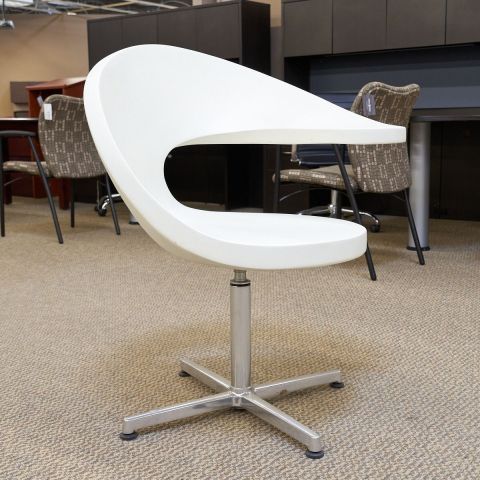 Used JSI Modern Retro Art Swivel Arm Chair (White) [Showroom Sample] CHS9999-1599