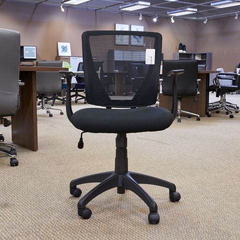 Used Mid Back Mesh Task Chair with Fabric Seat (Black) CHT1806-032
