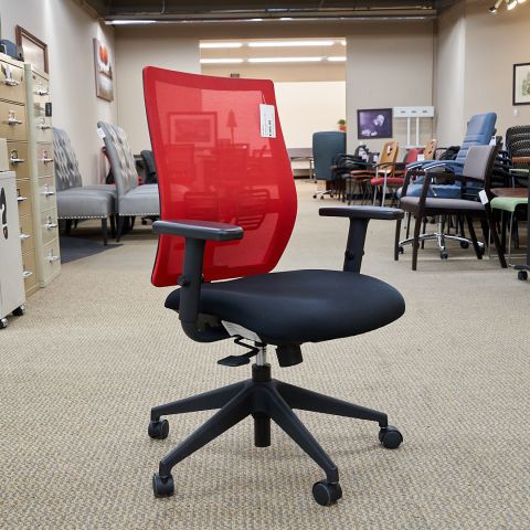 Used United High Back Mesh Task Ergonomic Chair (Red & Black) CHT1829-014 - Front Angle