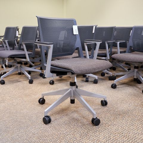 Used Haworth Very Conference Task Chairs (Charcoal & Grey & Brown Fabric Seat) CHT1848-001 - Front Angle