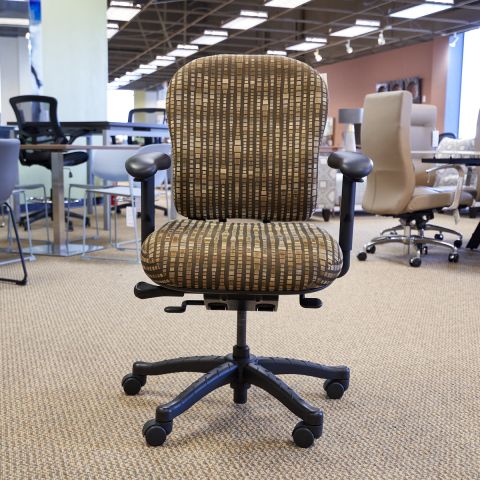 Used Office Task Chair (Brown & Gold Fabric Pattern) CHT1855-004