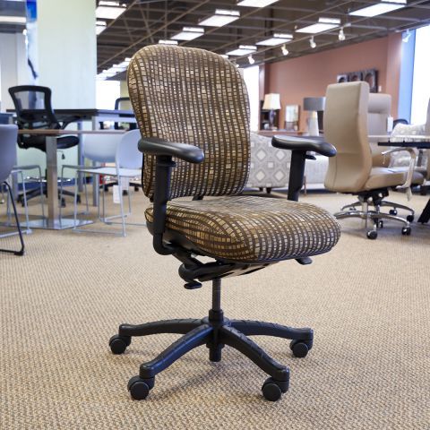 Used Office Task Chair (Brown & Gold Fabric Pattern) CHT1855-004