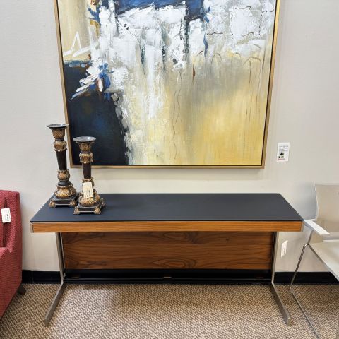 Used 60x16 Glass Top Media Console (Black & Walnut & Silver) CON9999-1781