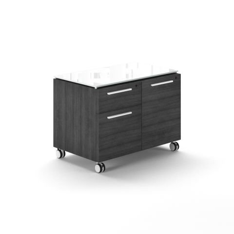 Potenza Mobile Combo Storage Unit with Glass Top