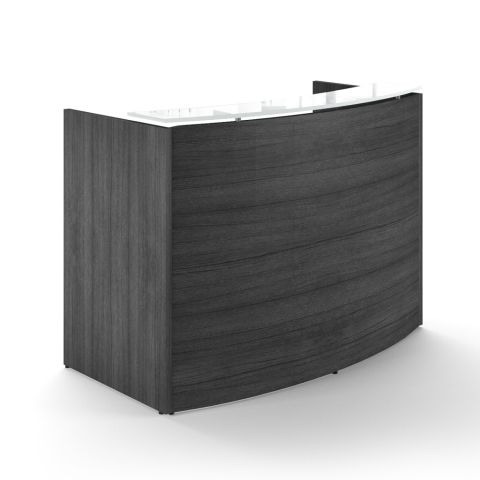 Potenza Curved Reception Desk with White Glass Top