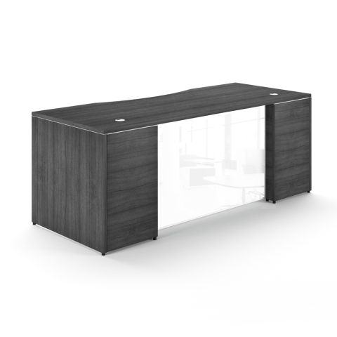 Potenza 66" Desk Shell with White Glass Modesty Panel