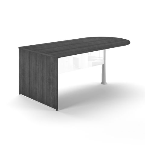 Potenza Bullet Desk Shell with White Glass Modesty Panel