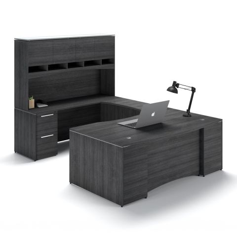Potenza U-Shaped Bow Front Desk with Hutch