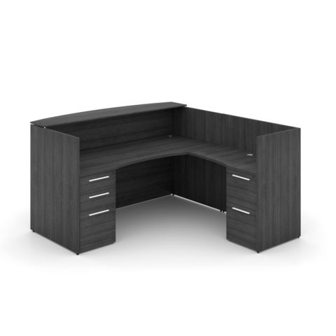Potenza L-Shaped Reception Desk with Laminate Floating Transaction Top