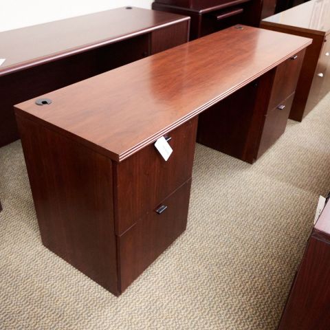 Used National 72" Kneehole Credenza with Dual FF Peds (Mahogany) CRK1773-022