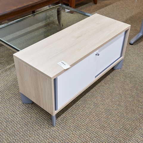 Used Teknion 42x16 Sliding Door Low Credenza (Maple & White) CRK1806-055