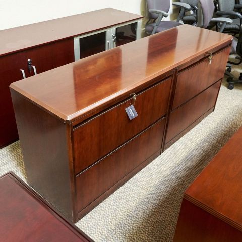 Used Traditional 4 Drawer Lateral File Credenza (Walnut) CRK9999-1583