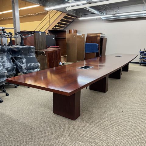 Used 20' Foot Conference Table with Power Modules (Mahogany) CTB1627-006