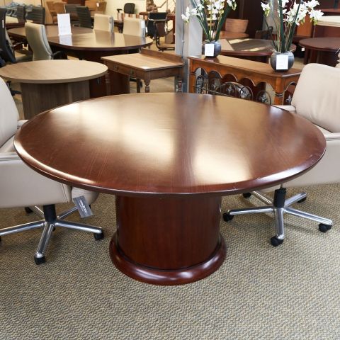 Used 60" Round Drum Base Conference Table (Mahogany) CTB1669-013