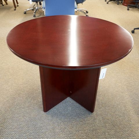 Used 42" Round Table with X-Base (Mahogany) CTB1692-014