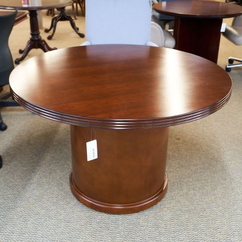 Used 48" Round Conference Table w Drum Base (Dark Cherry) CTB1693-029