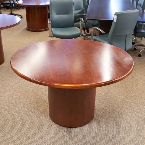 Used 48" Round Office Conference Table w Drum Base (Cherry) CTB1776-008