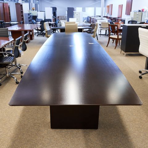 Used National 16 Foot Boat Shaped Conference Table (Espresso) CTB1838-003 