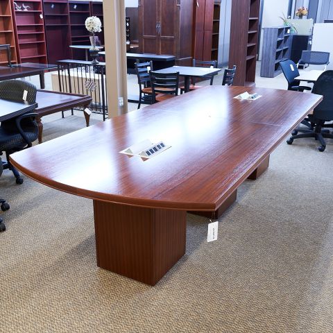 Used 10 Foot Veneer Conference Table with Power Modules (Light Cherry) CTB1840-003