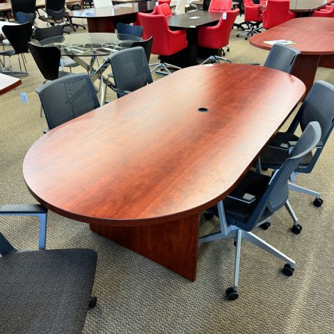 Used 8' Foot Race Track Conference Table (Cherry) CTB1852-012 - End Angle