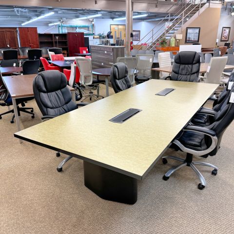 Used 10' Foot Conference Table with Power (Pewter & Black) CTB1862-001