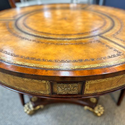 Used Maitland Smith Leather Top Round Table CTB1873-002