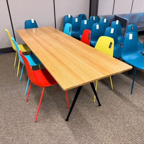 Used 99"x34" Break Room or Conference Table (Maple & Black Base) CTB1902-019