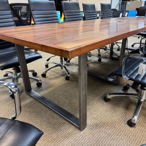 Used 11' Wood Top Conference Table with Metal Legs (Walnut) CTB1902-020