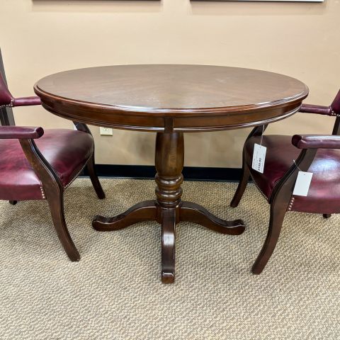 Used Traditional 42" Inch Round Table with Pedestal Base (Dark Walnut) CTB9999-1694