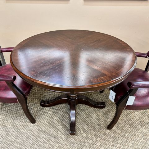 Used Traditional 42" Inch Round Table with Pedestal Base (Dark Walnut) CTB9999-1694 - Top View