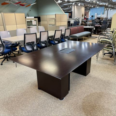 Used 6' Foot Veneer Rectangle Conference Table with Power (Espresso) CTB9999-1728 - End Angle