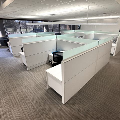 Used Teknion Cubicle 6-Pack (6'x'8) (White & Grey) CUB1886-023