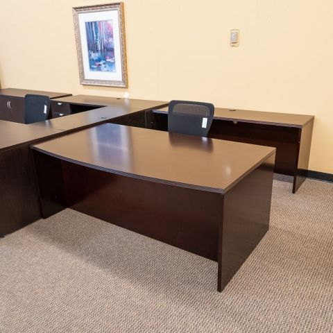 Used OFD Kent Bow Front Desk & Credenza Set (Mahogany) DEE0001DMGD