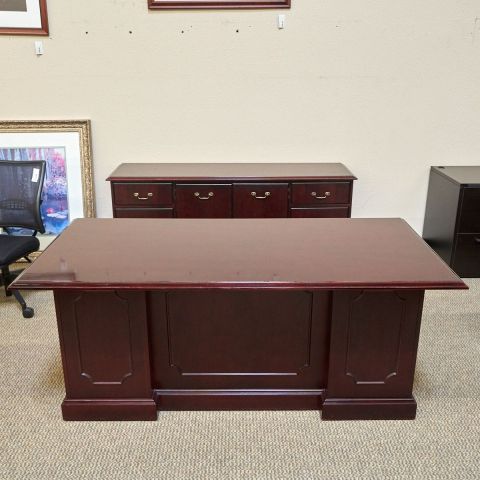 Used Paoli 72" Traditional Desk & Bookcase Credenza (Mahogany) DEE1773-066