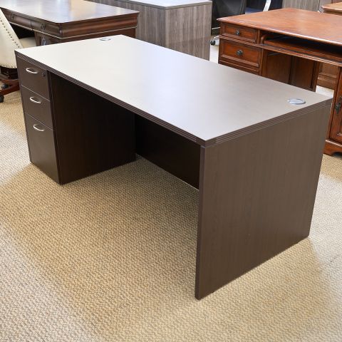 Used 30x66 Office Desk & Credenza Set with Peds (Espresso) 