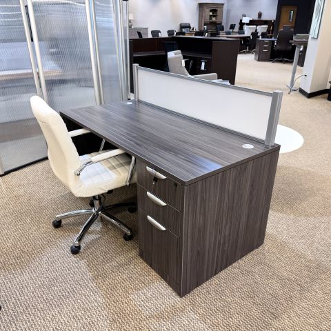 Used 30x60 Desk with BBF Pedestal & Privacy Screen (Grey) DEE1891-002