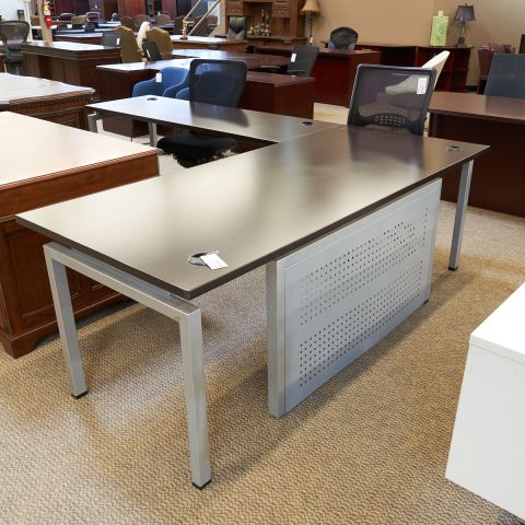Used 7x9 Left L-Shape Desk (Espresso & Silver) DEL1795-001