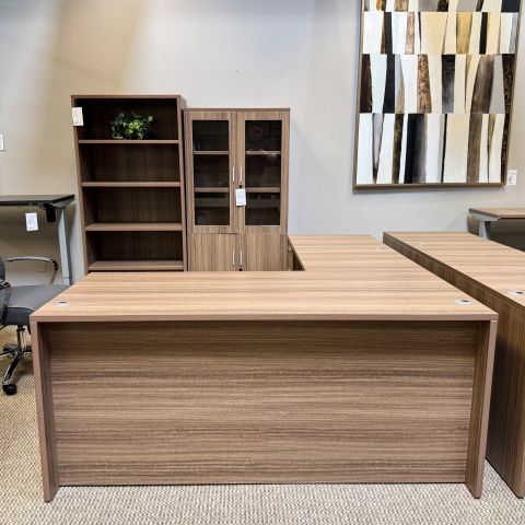 Design Tech 66" L-Shaped Desk with x2 Box-File Peds (Noce)