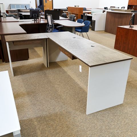 Used Custom Made Left L-Shaped Desk (Walnut & White) DEL9999-1628